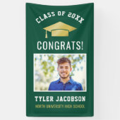 Modern Green and Gold Photo Graduation Party Spandoek (Verticaal)