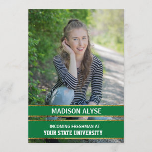 Modern Green and Gold Photo Trunk Party Kaart