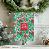 Modern green and magenta Christmas preppy towel Bad Handdoek