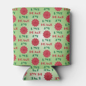 Modern Green and Red Love, Peace, Joy quote Blikjeskoeler (Achterkant)