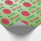 Modern Green and Red Love, Peace, Joy quote Cadeaupapier (Hoek)