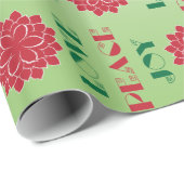 Modern Green and Red Love, Peace, Joy quote Cadeaupapier (Rol Hoek)