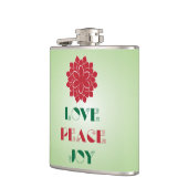 Modern Green and Red Love, Peace, Joy quote Heupfles (Links)