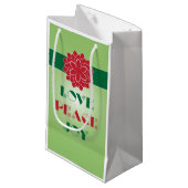 Modern Green and Red Love, Peace, Joy quote Klein Cadeauzakje (Voorkant Gekanteld)