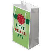 Modern Green and Red Love, Peace, Joy quote Klein Cadeauzakje (Achterkant Gekanteld)