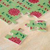 Modern Green and Red Love, Peace, Joy quote Legpuzzel (Zijkant)