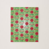 Modern Green and Red Love, Peace, Joy quote Legpuzzel (Verticaal)