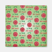 Modern Green and Red Love, Peace, Joy quote Magneet (Voorkant)