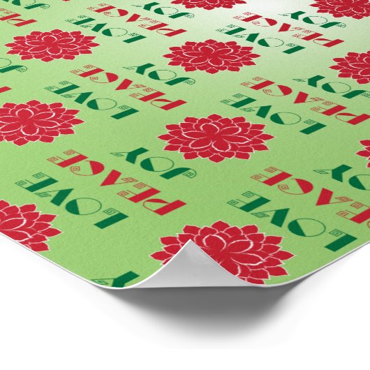 Modern Green and Red Love, Peace, Joy quote Poster (Hoek)