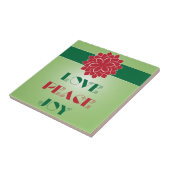Modern Green and Red Love, Peace, Joy quote Tegeltje (Zijkant)