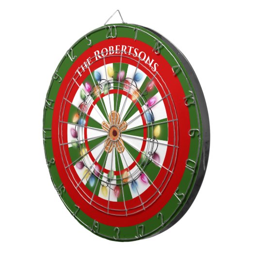 Modern Green And White Christmas lights Themed  Dartbord (Voorkant Rechts)