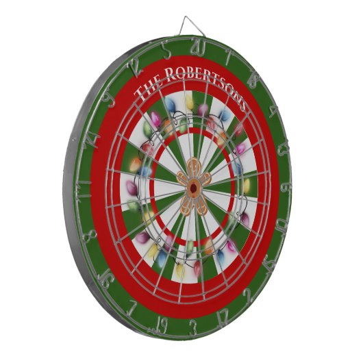 Modern Green And White Christmas lights Themed  Dartbord (Voorkant Links)