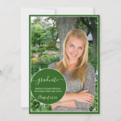 Modern Green and White Circle Photo Afstuderen Aankondiging (Voorkant)