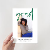 Modern Green and White Photo Graduparty Kaart