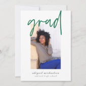Modern Green and White Photo Graduparty Kaart (Voorkant)