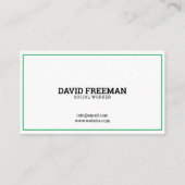 Modern Green and White Puzzle Social Work Visitekaartje (Achterkant)