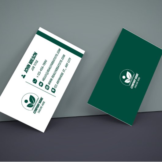 Modern Green and White QR Code Business Card Visitekaartje