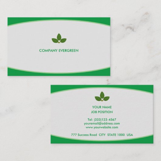 Modern Green and White Visitekaartje (Voorkant / Achterkant)