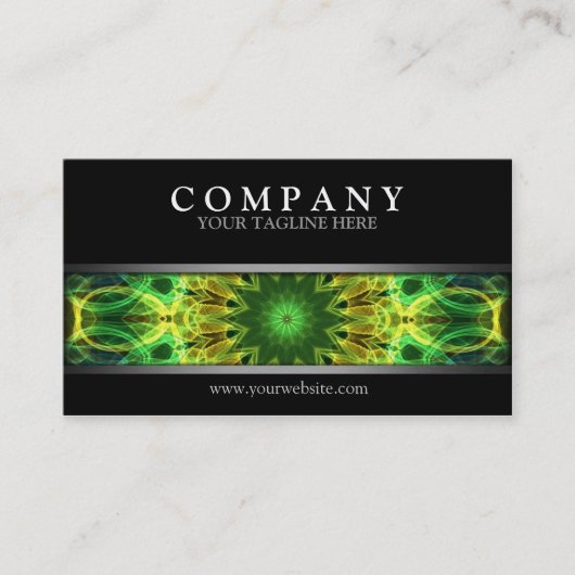 Modern Green and Yellow Mandala Visitekaartje (Voorkant)