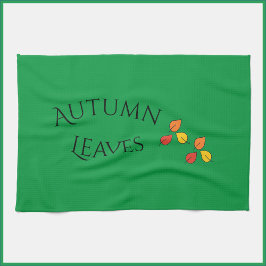 Modern Green Autumn Leaves Kitchen Towel Theedoek
