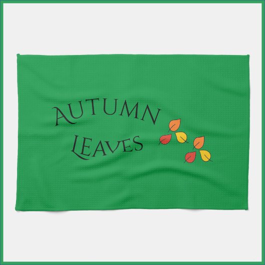 Modern Green Autumn Leaves Kitchen Towel Theedoek
