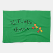 Modern Green Autumn Leaves Kitchen Towel Theedoek (Horizontaal)