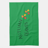 Modern Green Autumn Leaves Kitchen Towel Theedoek (Verticaal)