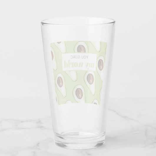 Modern Green Avocado Fun Quote Glas (Achterkant)