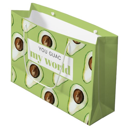 Modern Green Avocado Fun Quote Groot Cadeauzakje (Voorkant Gekanteld)