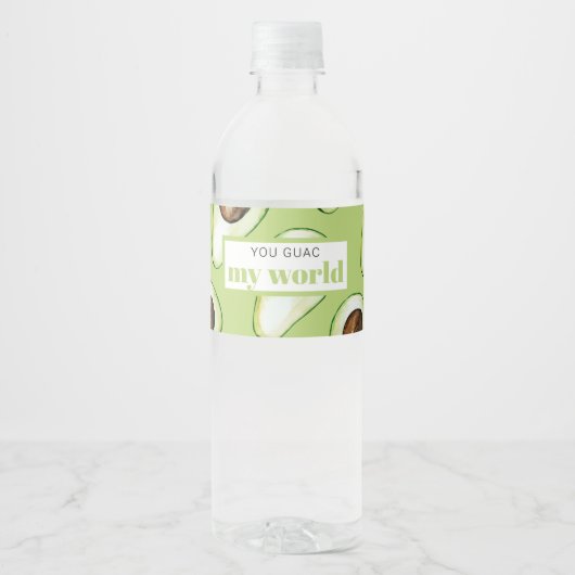 Modern Green Avocado Fun Quote Waterfles Etiket (Voorkant)