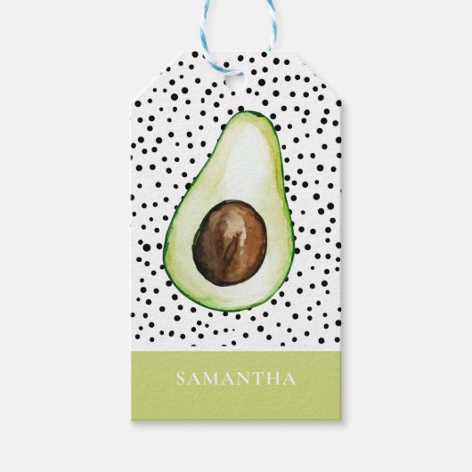 Modern Green Avocado Persoonlijke naam Cadeaulabel (Voorkant)