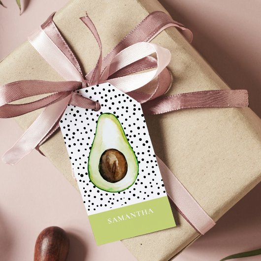 Modern Green Avocado Persoonlijke naam Cadeaulabel