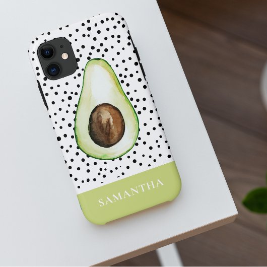 Modern Green Avocado Persoonlijke naam Case-Mate iPhone Case