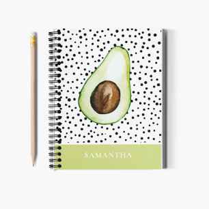 Modern Green Avocado Persoonlijke naam Notitieboek