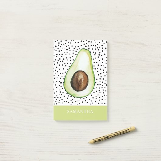 Modern Green Avocado Persoonlijke naam Post-it® Notes (Op bureau)