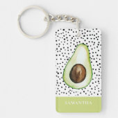 Modern Green Avocado Persoonlijke naam Sleutelhanger (Voorkant)