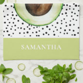 Modern Green Avocado Persoonlijke naam Theedoek (Gevouwen)