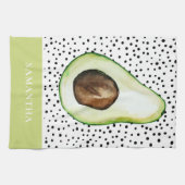 Modern Green Avocado Persoonlijke naam Theedoek (Horizontaal)