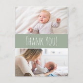 Modern Green Baby douche Cute Bedankt Aankondigingskaart (Voorkant)