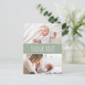 Modern Green Baby douche Cute Bedankt Aankondigingskaart (Staand voorkant)
