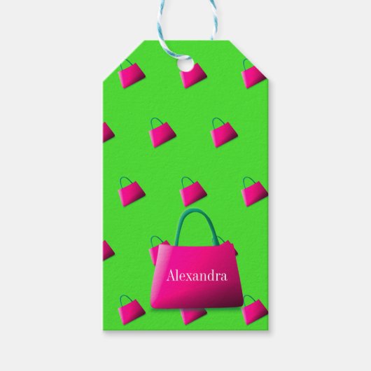 Modern Green Bag Girl Teen Fun Cadeaulabel (Voorkant)