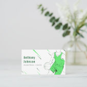 Modern Green Basketball Coach Trainer Silhouette Visitekaartje (Staand voorkant)
