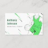 Modern Green Basketball Coach Trainer Silhouette Visitekaartje (Voorkant)