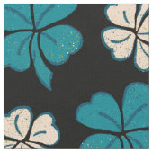 Modern Green Black Clover Shamrock Drawing Pattern Stof (Close Up)