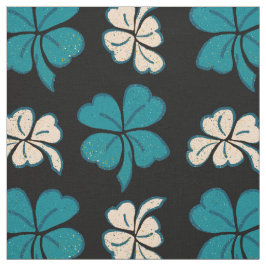 Modern Green Black Clover Shamrock Drawing Pattern Stof