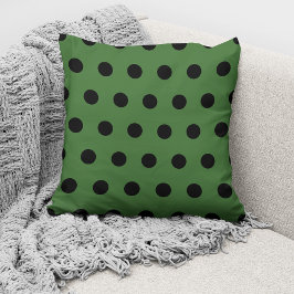 Modern Green Black Polka Dots Pattern Kussen