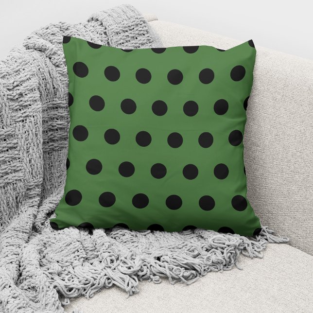 Modern Green Black Polka Dots Pattern Kussen (Creator heeft geüpload)