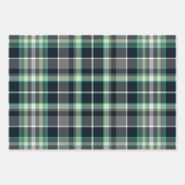 Modern Green Black Pset Tartan Patroon Inpakpapier Vel