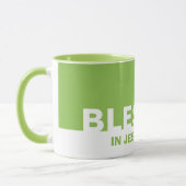 Modern Green BLESSED in Jesus' Name Christelijk Mok (Links)