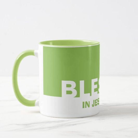 Modern Green BLESSED in Jesus' Name Christelijk Mok (Links)